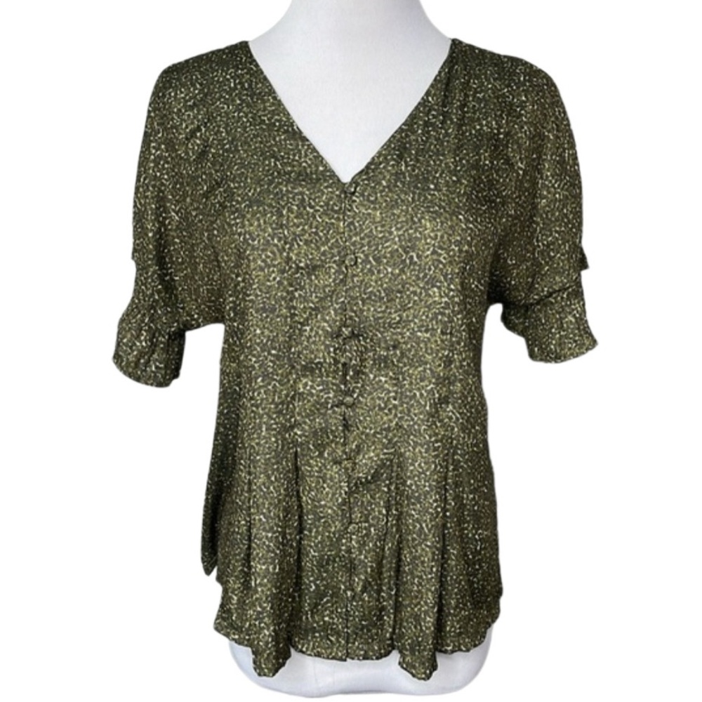 Anthropologie DOLAN Short Sleeve Green Blouse